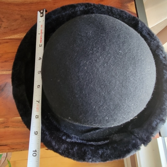 Elegant Vintage Betmar Wool Felt Black Hat 100% Wool Hat Fair Fur Made In USA - Picture 9 of 10